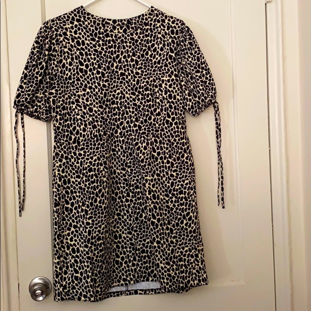 NWT TopShop animal print tie puff sleeve minidress